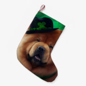 Chow Chow Dog in St. Patrick's Day Dress Kleine Kerstsok (Voorkant (Hangend))
