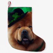 Chow Chow Dog in St. Patrick's Day Dress Kleine Kerstsok (Voorkant)