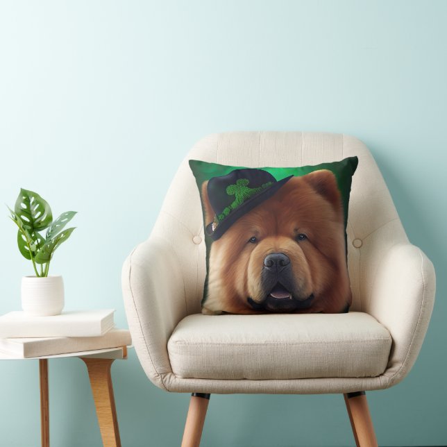 Chow Chow Dog in St. Patrick's Day Dress Kussen (Stoel)