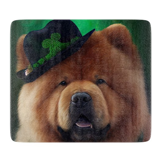 Chow Chow Dog in St. Patrick's Day Dress Snijplank (Voorkant)