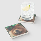 Chow Chow Dog in St. Patrick's Day Dress Stenen Onderzetter (Zijkant)