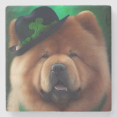 Chow Chow Dog in St. Patrick's Day Dress Stenen Onderzetter (Voorkant)