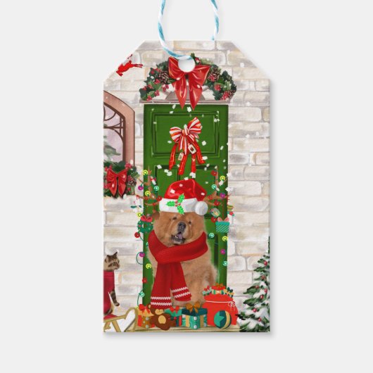 Chow Chow Dog Kerstmis Cadeaulabel