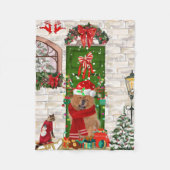 Chow Chow Dog Kerstmis Fleece Deken (Voorkant)
