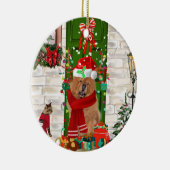 Chow Chow Dog Kerstmis Keramisch Ornament (Rechts)
