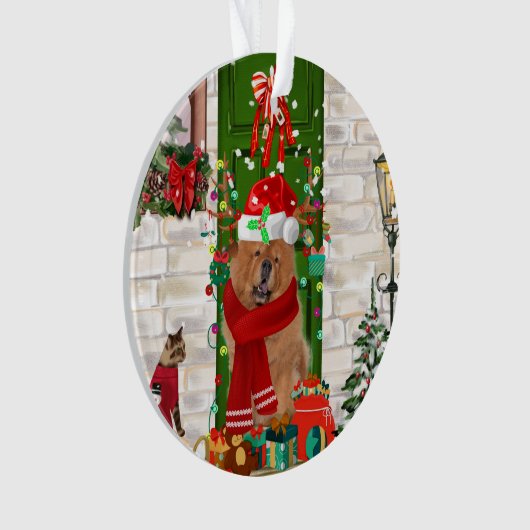 Chow Chow Dog Kerstmis Ornament (voorkant)