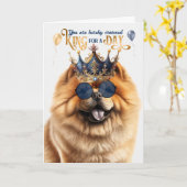 Chow Chow Dog King voor een dag grappige verjaarda Kaart (Gele Bloem)