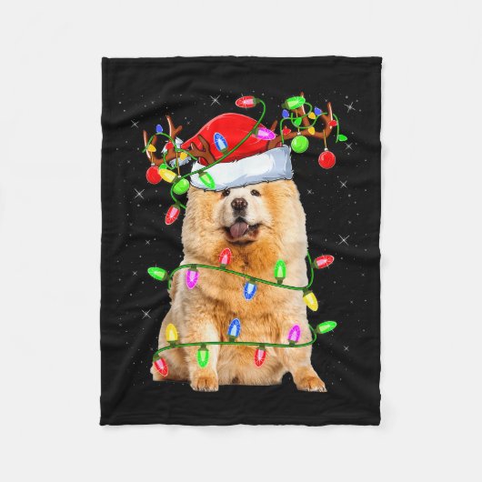 Chow Chow Dog Lover Xmas Lighting Santa Chow Chow  Fleece Deken (Voorkant)