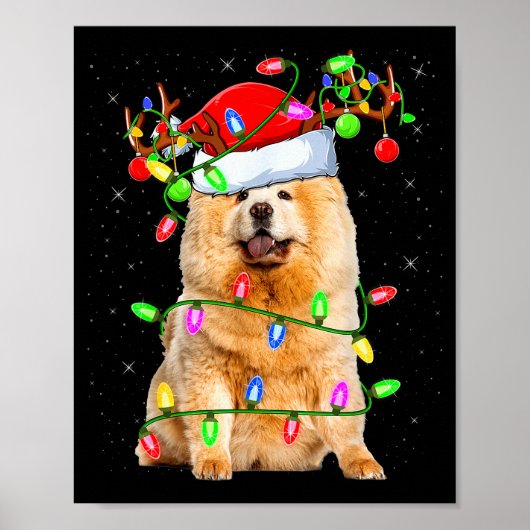Chow Chow Dog Lover Xmas Lighting Santa Chow Chow  Poster (Voorkant)
