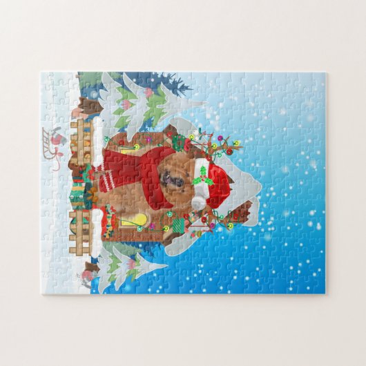Chow Chow dog met kerstcadeaus Legpuzzel (Horizontaal)