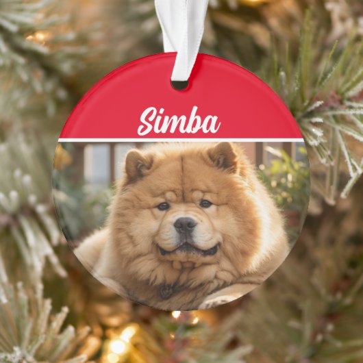 Chow Chow Dog met naam en kerstfoto Ornament (Boom)