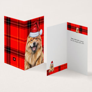 Chow Chow Dog Red Black Plaid Kerstvakantie Kaart