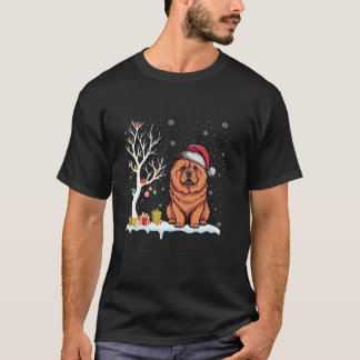 Chow Chow Dog Santa Hat Feestelijke boom Licht Ker T-shirt