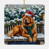 Chow Chow Dog Serene Winter Garden Christmas Art Keramisch Ornament (Achterkant)