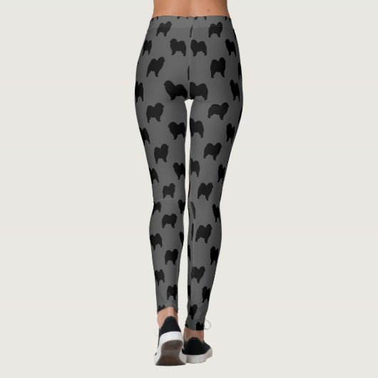 Chow Chow Dog Silhouettes Pattern Grey and Black Leggings (Achterkant)