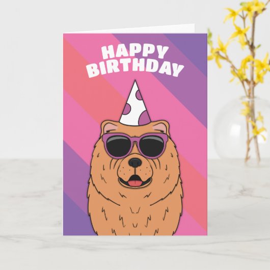 Chow Chow Dog Verjaardag Kaart (Gele Bloem)