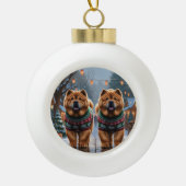 Chow Chow Dogs Christmas Snow Holiday  Keramische Bal Ornament (Voorkant)