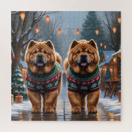 Chow Chow Dogs Christmas Snow Holiday  Legpuzzel (Verticaal)