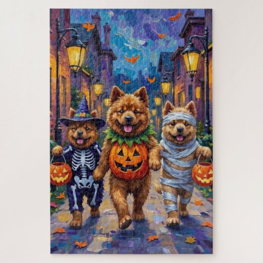 Chow Chow Dogs Trick-or-Treating Halloween Kostuum Legpuzzel (Verticaal)