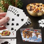 Chow Chow Hardlopen in de sneeuw met kerst Pet Pokerkaarten (Insitu)