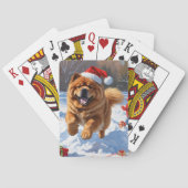 Chow Chow Hardlopen in de sneeuw met kerst Pet Pokerkaarten (Achterkant)