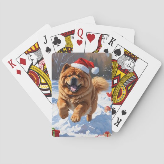 Chow Chow Hardlopen in de sneeuw met kerst Pet Pokerkaarten (Achterkant)