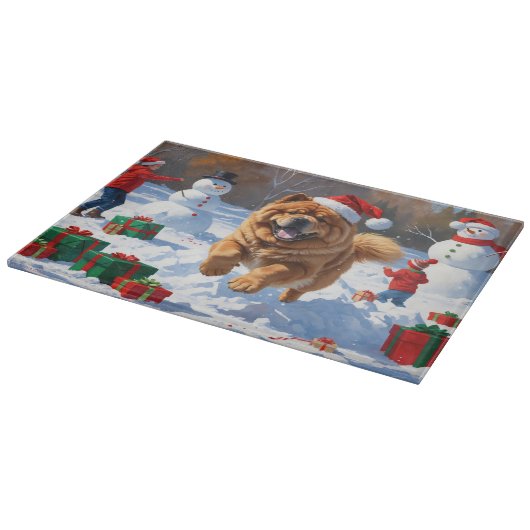 Chow Chow Hardlopen in de sneeuw met kerst Pet Snijplank (Hoek)