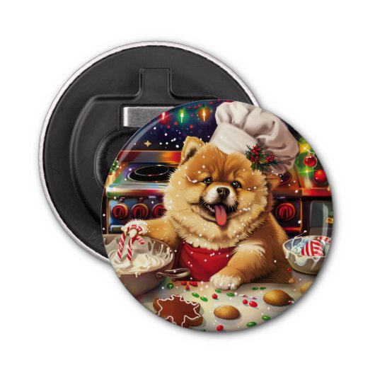 Chow Chow Holiday Baking: Feestelijke Kerst Button Flesopener (Voorkant)
