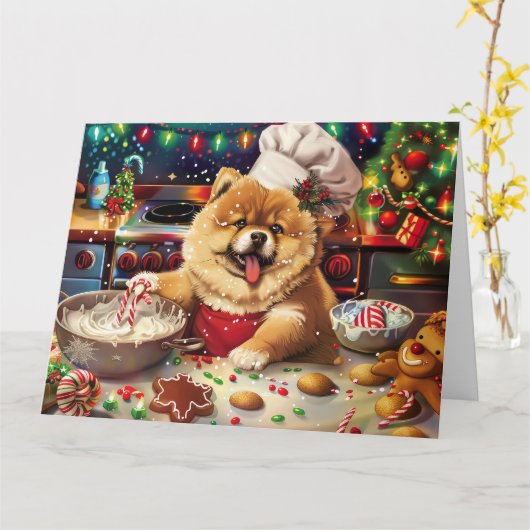 Chow Chow Holiday Baking: Feestelijke Kerst Kaart (Gele Bloem)