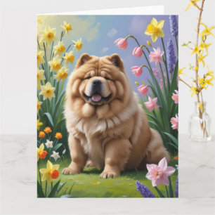 Chow Chow-hond lente bloemen schilderij Kaart