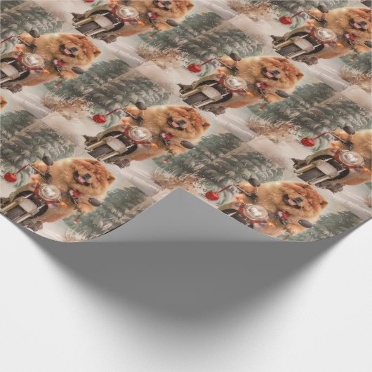 Chow Chow Hond Rijden Motorfiets Kerstmis Cadeaupapier (Hoek)