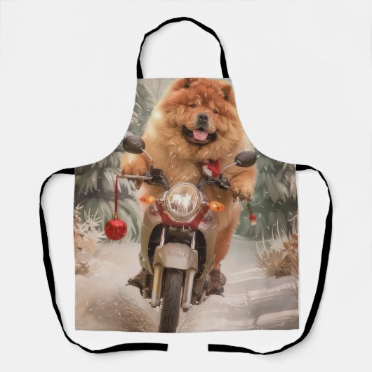 Chow Chow Hond Rijden Motorfiets Kerstmis Schort (Voorkant)