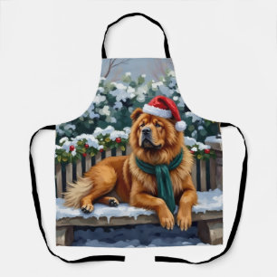Chow Chow-hond Serene Wintertuin Kerst Kunst Schort