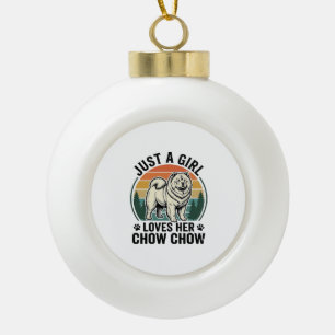 Chow Chow honden shirt vintage meisje hondenliefhe Keramische Bal Ornament