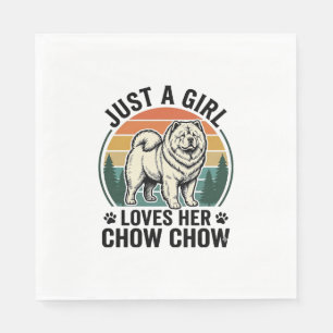 Chow Chow honden shirt vintage meisje hondenliefhe Servet