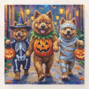 Chow Chow Honden Trick-or-Treating Halloween Kostu Glazen Onderzetter