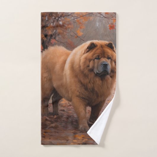 Chow Chow in Autumn Leaves Herfst Inspire Bad Handdoek (Handdoek)