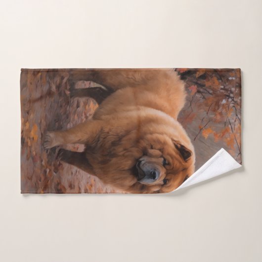Chow Chow in Autumn Leaves Herfst Inspire Bad Handdoek (Handdoek)