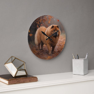 Chow Chow in Autumn Leaves Herfst Inspire Grote Klok