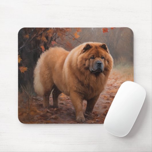 Chow Chow in Autumn Leaves Herfst Inspire Muismat (Met muis)