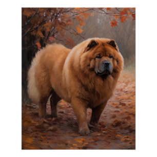 Chow Chow in Autumn Leaves Herfst Inspire Perfect Poster