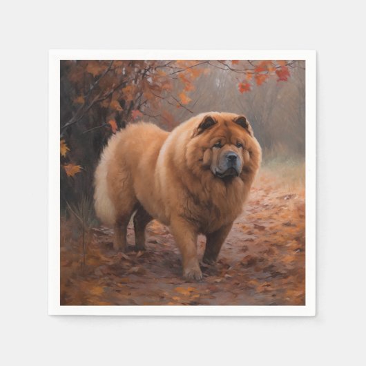 Chow Chow in Autumn Leaves Herfst Inspire Servet (Voorkant)