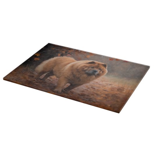 Chow Chow in Autumn Leaves Herfst Inspire Snijplank (Hoek)