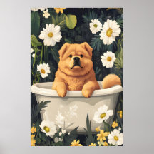 Chow Chow in badposter, grappige hond poster