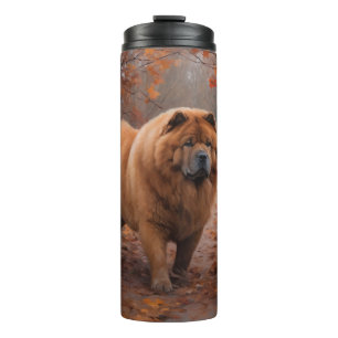 Chow Chow in herfstbladeren val inspireert Thermosbeker
