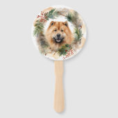 chow chow Kerst Krans Festieve Pup Handwaaier (Achterkant)