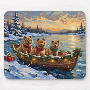 Chow Chow Kerstboot Vakantie Muismat