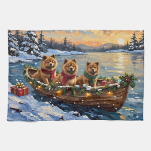Chow Chow Kerstboot Vakantie Theedoek