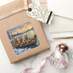 Chow Chow Kerstboot Vakantie Vierkante Sticker