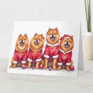 Chow Chow Kerstjurk Sinterklaas Hoed Kaart